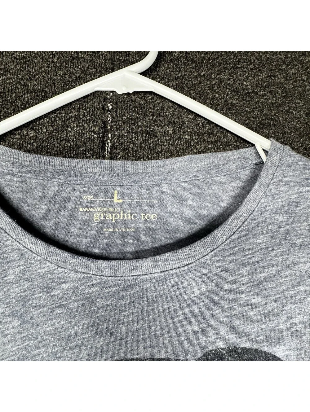 Banana Republic Shirt (L) Gray Elephant Graphic Tee Short Sleeve Mens Heathered